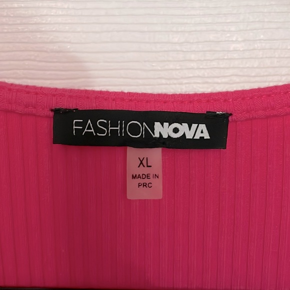 NWOT. Pink Fashion Nova Wrap Top with Tie - Picture 3 of 3